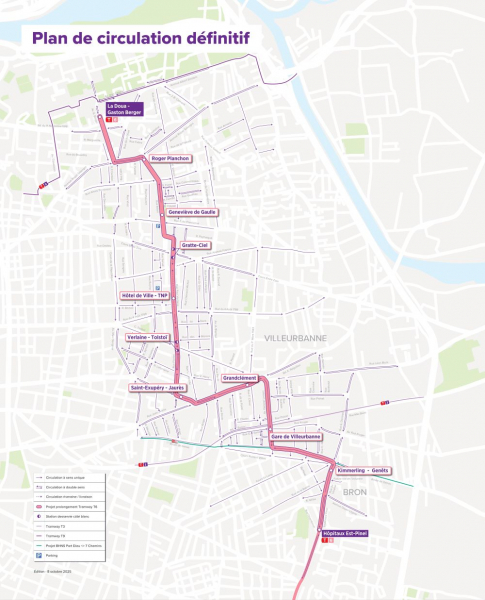 Le plan et les sens de circulation avec le T6.